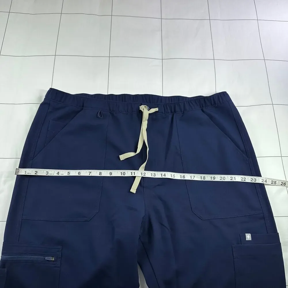 Figs Cairo Cargo Scrub Pants Mens XXL Tall Navy Blue Medical Pockets Drawstring